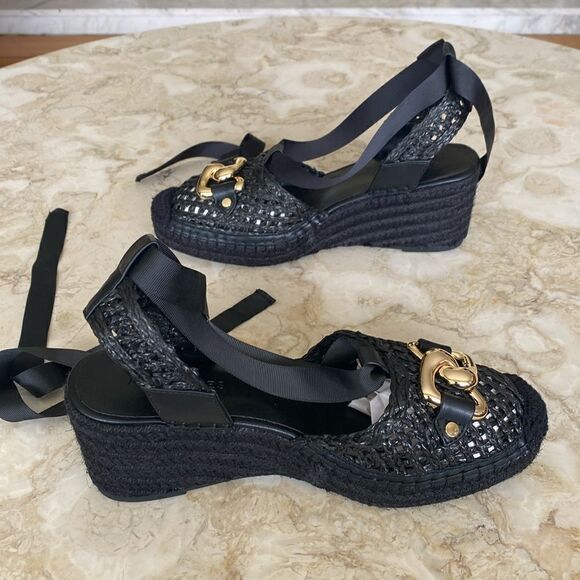 Aerosoles Scarlett Raffia Espadrille Wedge Sandal Ribbon Ankle Wrap Strap - Picture 8 of 15